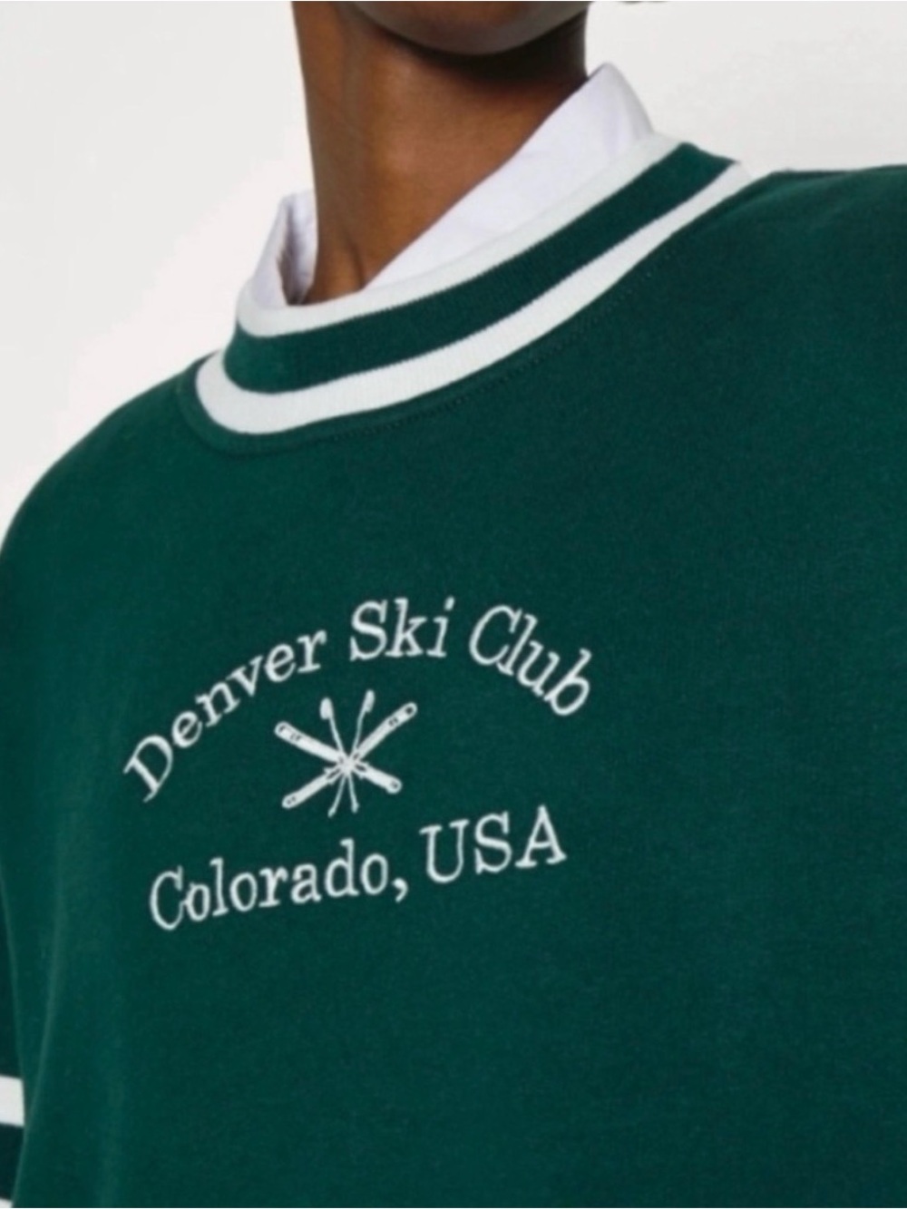 Abercrombie & Fitch Green Crewneck Sweater with White Embroidery